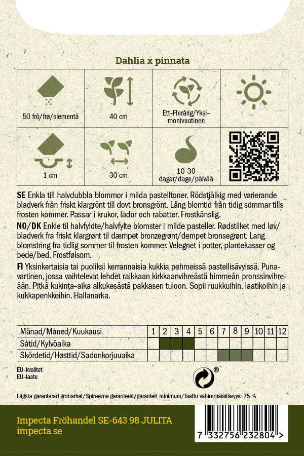 Frø: Sommergeogine 'Redskin Mixed'