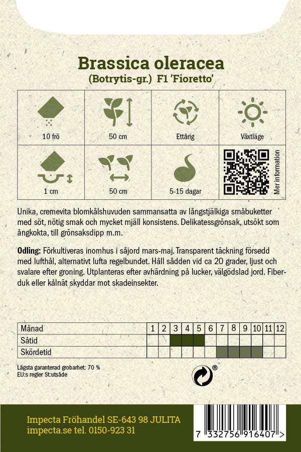 Frø: Aspargesblomkål F1 'Fioretto'